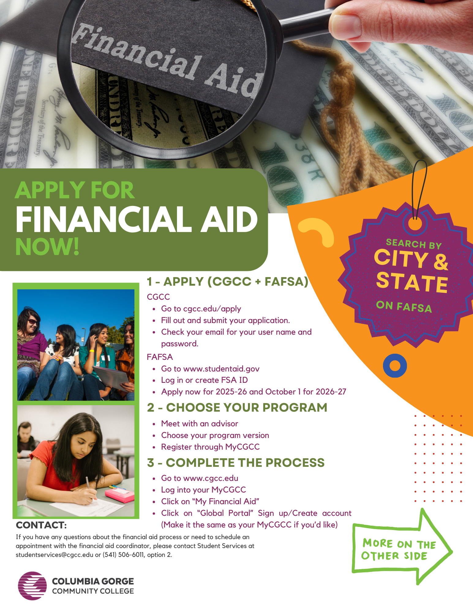 Financial Aid Flyer with information. 