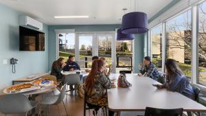 students in the dining area