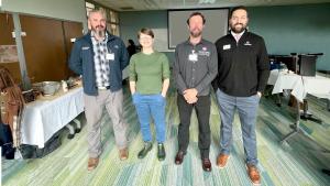 Pictured, from left: Daniel Perry, representing Brookfield Renewable US, Kalie Brunton, CGCC, James Pytel, CGCC, Jarett Gilbert, CGCC