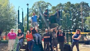 Photo of the Advanced Manufacturing class that designed and built the play structure